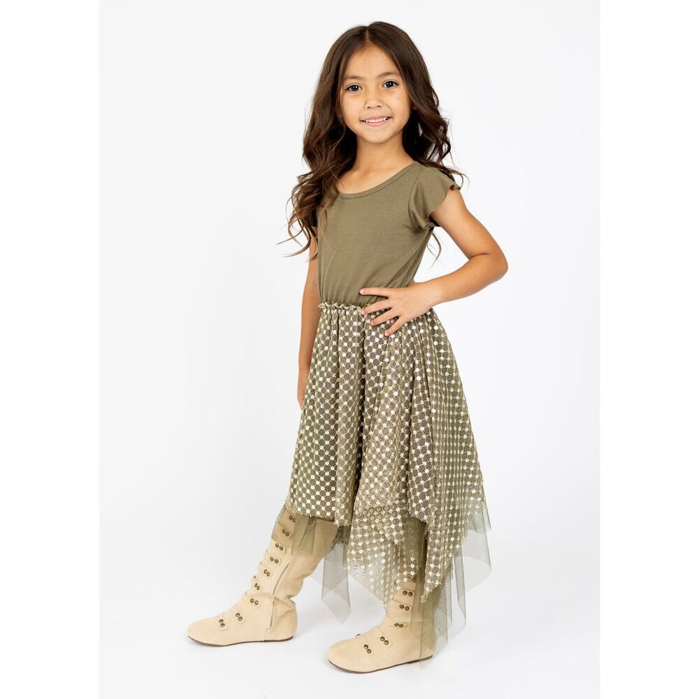 Joyfolie Mia Joy Tina Dress Up n Army Green Girl's Size 5